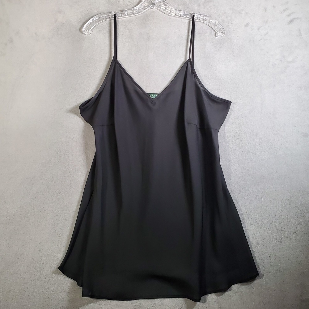 Lauren Ralph Lauren Cami Top Womens 1X Black Babydoll Tank Y2K Whimsigoth Grunge